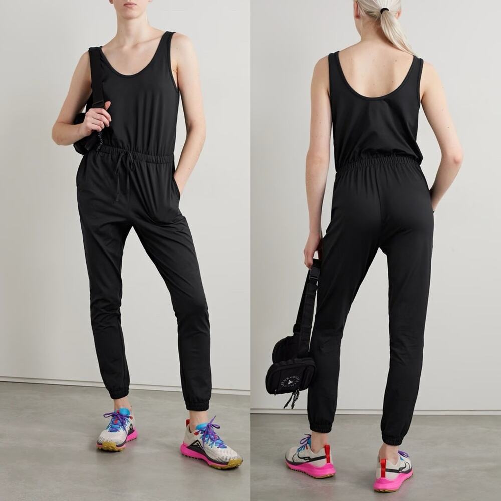 Girlfriend Collective Black Stretch Jersey Jumpsuit Scoop Neck Sleeveless Size M